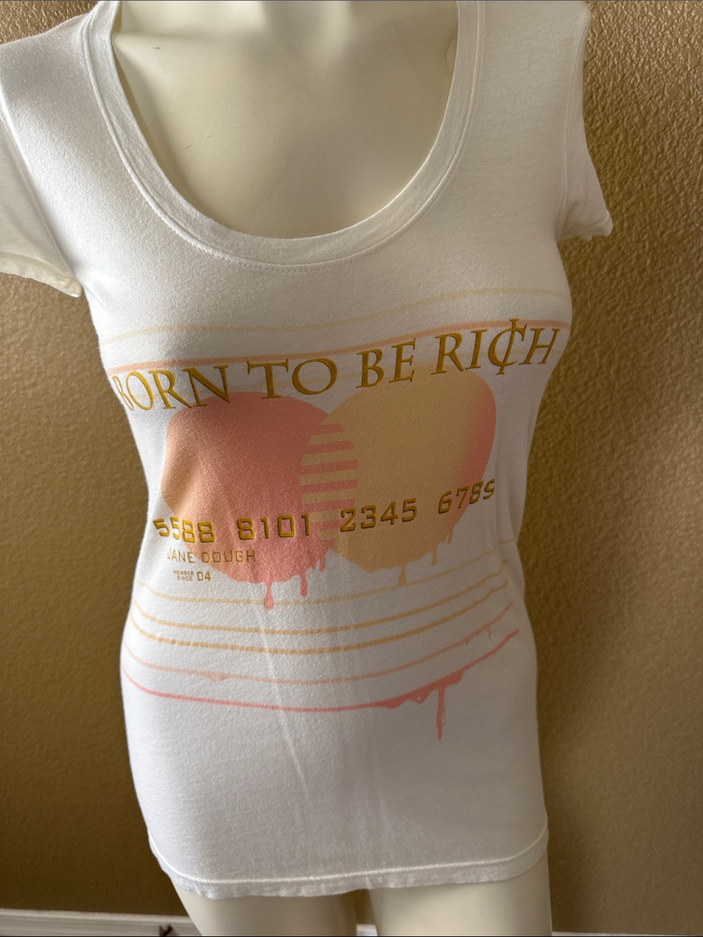 Women's White Scoop Neck Graphic Tee with Pink & Peach Hearts
